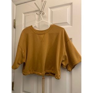 American Eagle Mustard Crop Sweatshirt